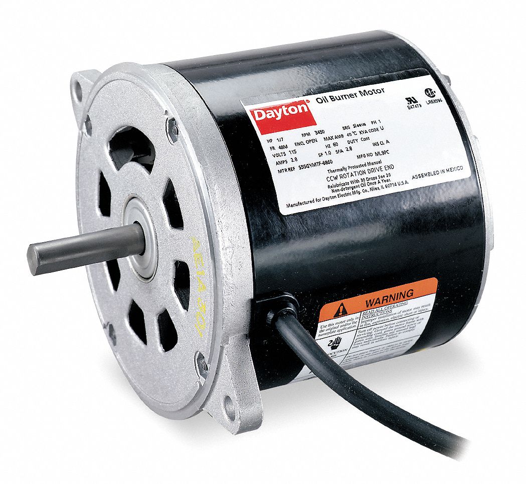 DAYTON 1/4 HP Oil Burner Motor, 3450 Nameplate RPM,115 Voltage, Frame 48N 6K3156K315 Grainger