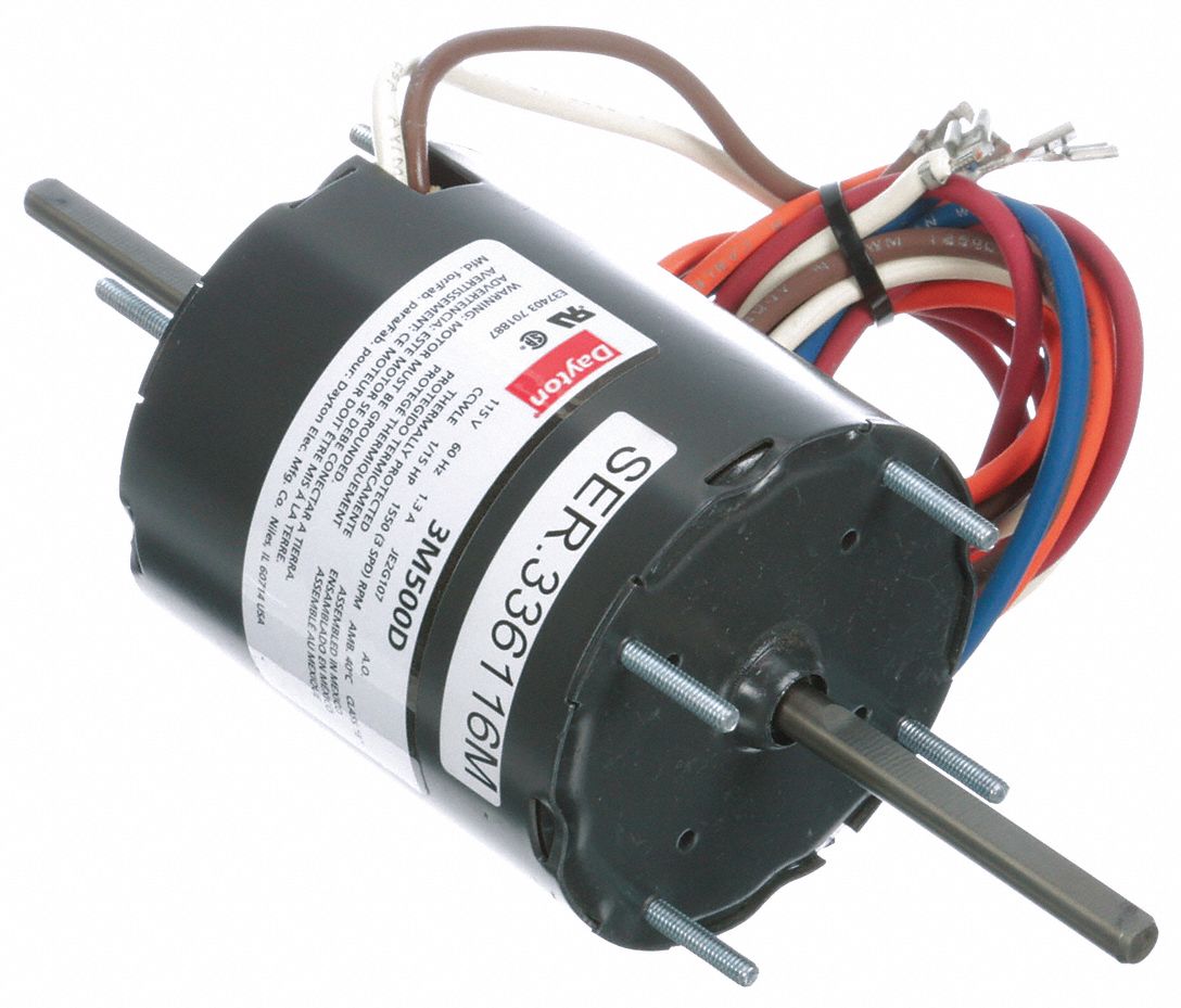 DAYTON HVAC Motor, 1/15 HP, Permanent Split Capacitor, Nameplate RPM