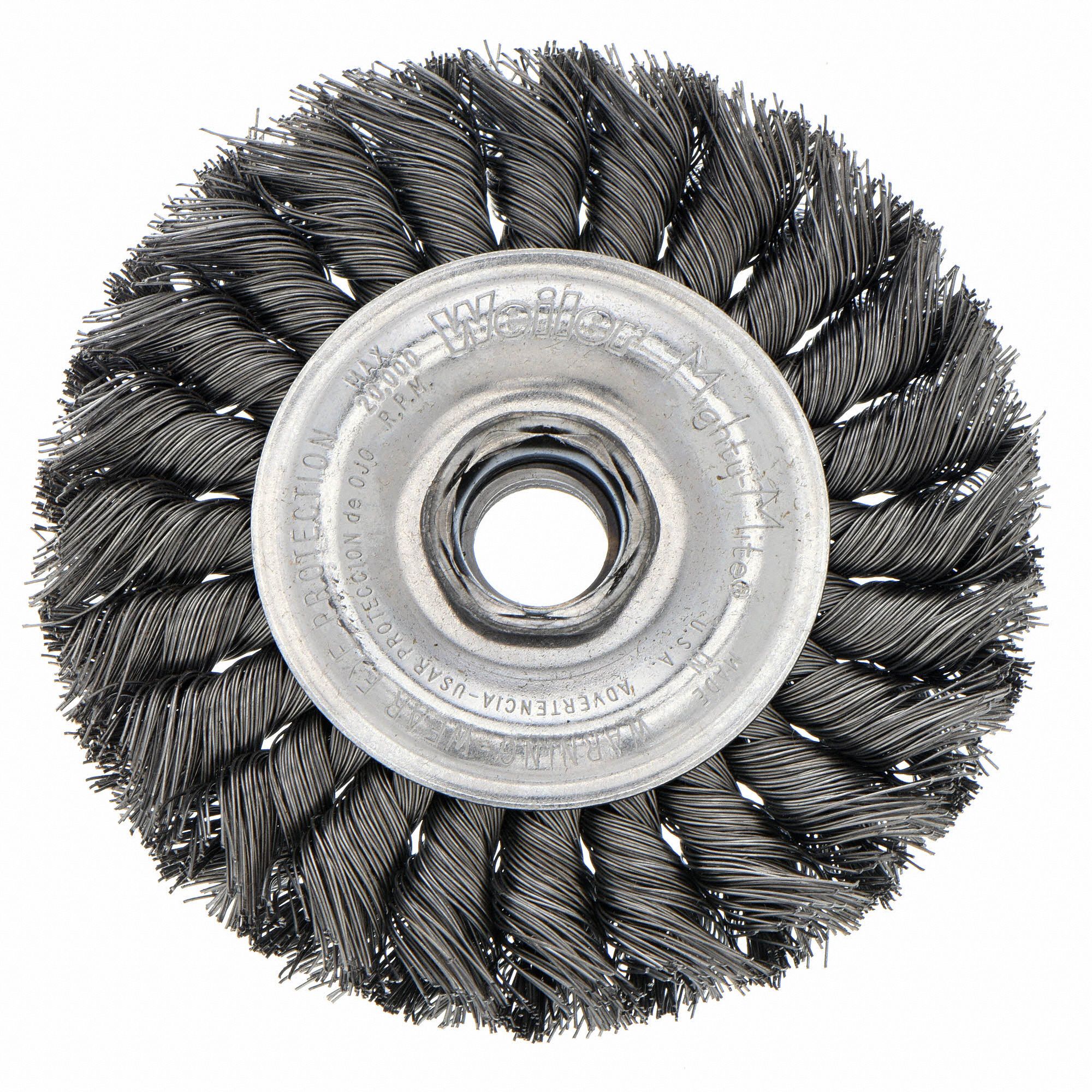 WEILER Wire Wheel Brush 4 In Brush Dia 5 8 In Arbor Hole Size 0 014