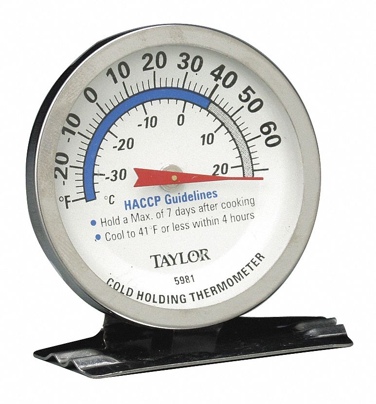 TAYLOR Analog Refrigerator/Freezer Thermometer, 30° to 70° Temp. Range