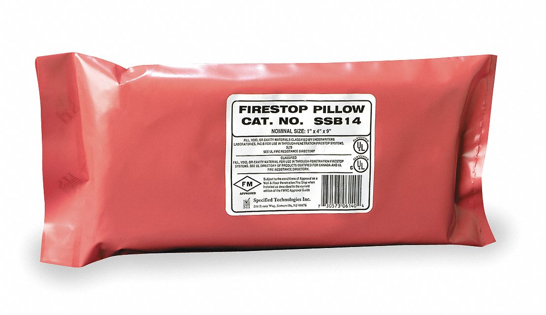STI Firestop Pillow, Up to 4 hr. Fire Rating, 1" Height, 4" Width, 9