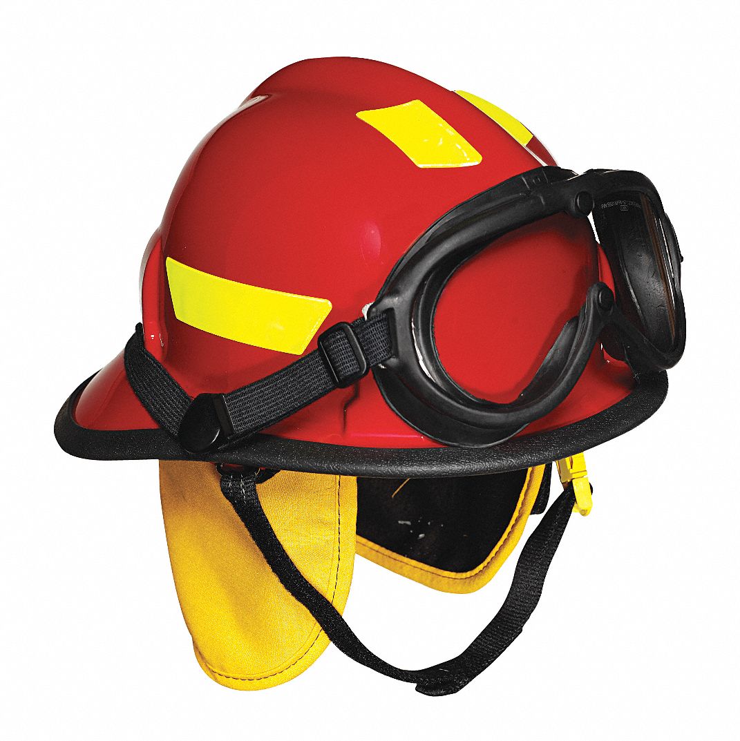 CAIRNS Red Fire Helmet, Shell Material Thermoplastic, Ratchet Suspension, Fits Hat Size 63/8