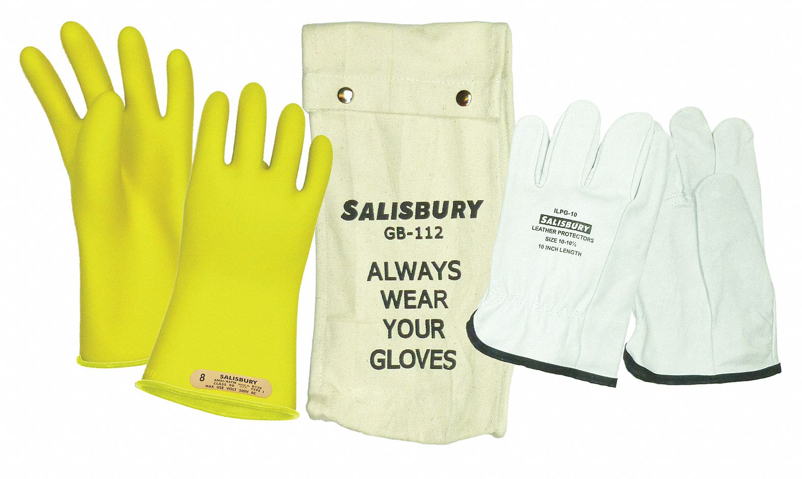 SALISBURY Electrical Glove Kit, 11, Yellow, 1 PR 3RMY8GK011Y/11