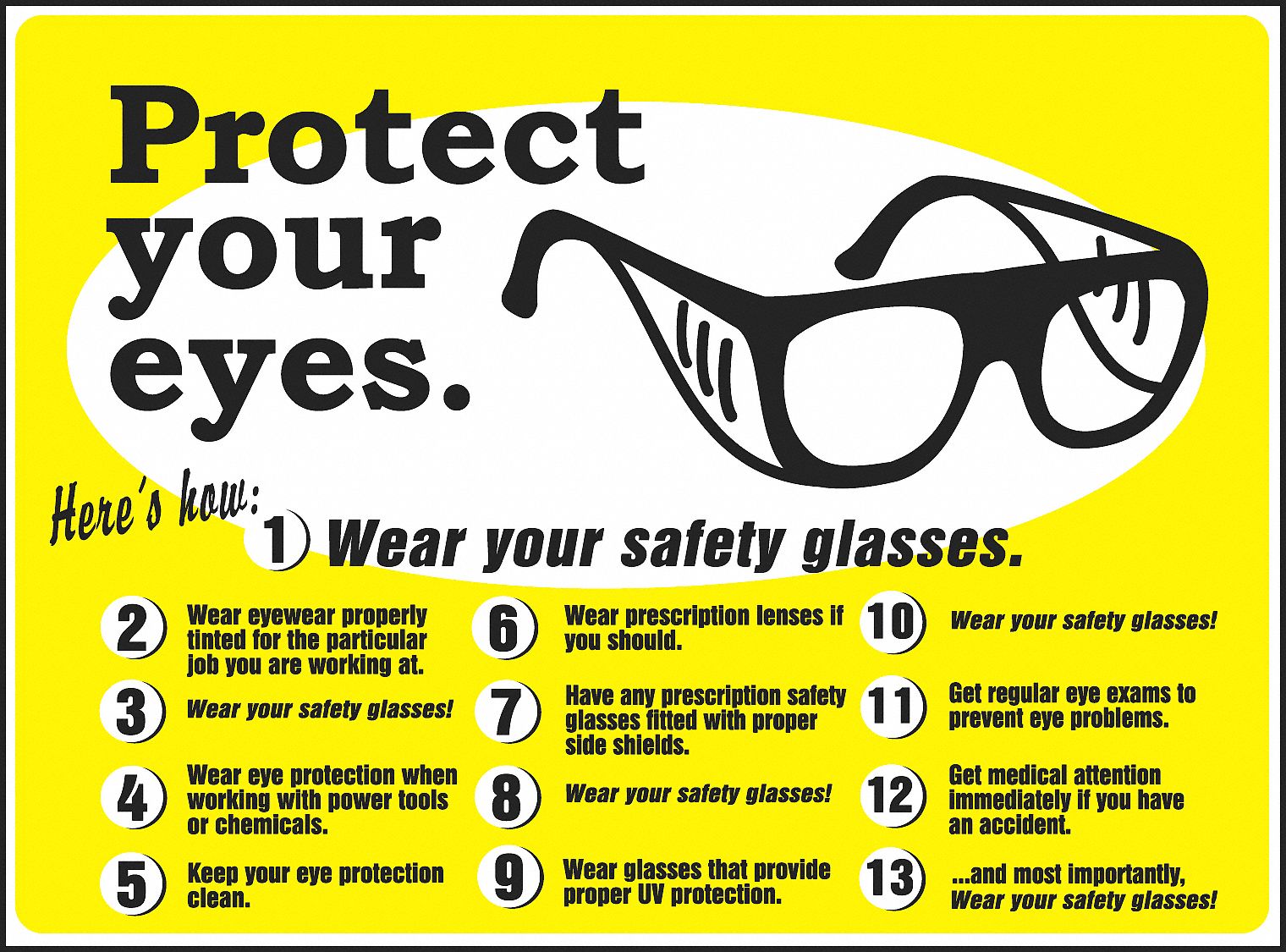 Accuform Safety Poster Safety Banner Legend Protect Your Eyes In X