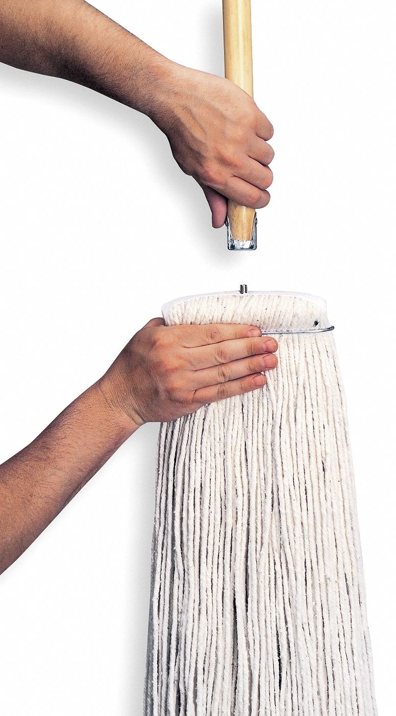 ABCO Mop Handle, Screw On Mop Connection Type, Natural, Wood 3U928