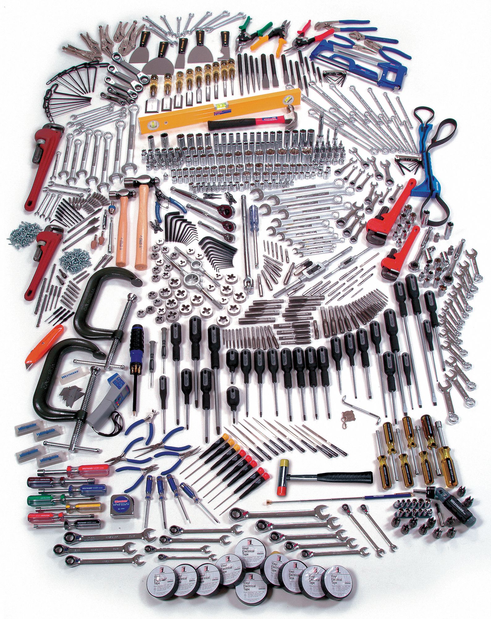 WESTWARD 674pc.General Purpose, SAE, Metric, Tool Storage Included