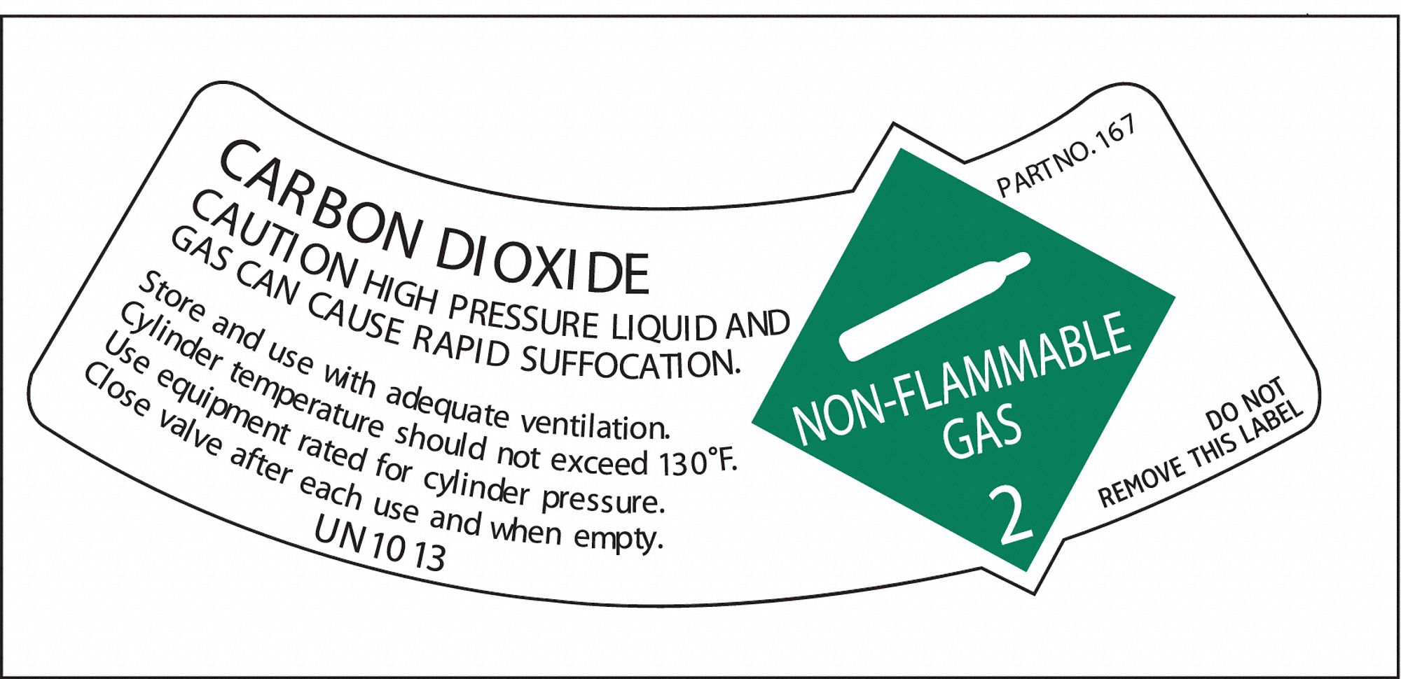 ELECTROMARK Gas Cylinder Shoulder Label, Carbon Dioxide, Nonflammable