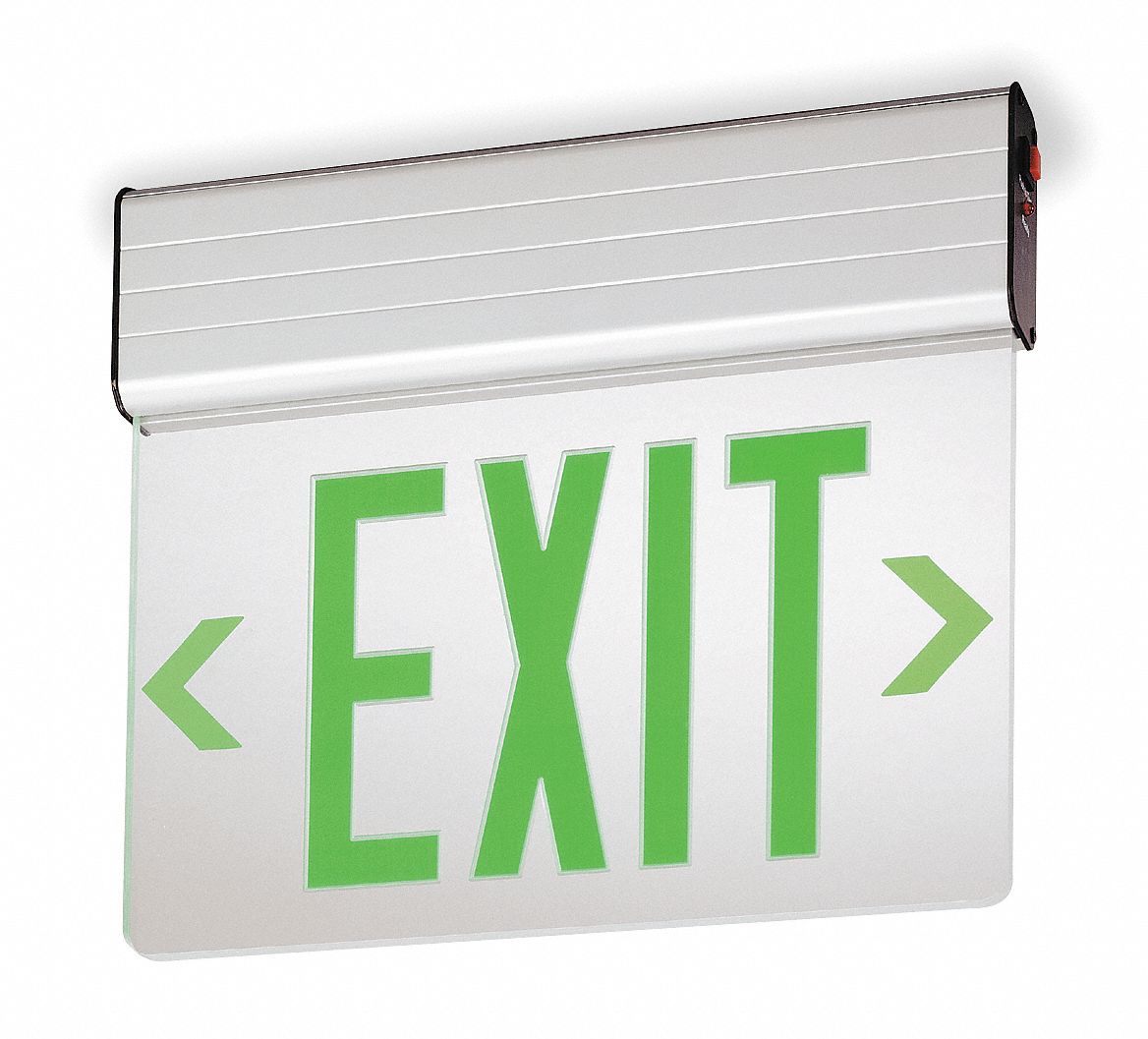 LITHONIA LIGHTING Edgelit Exit Sign, Letter Color Green 2NER7EDG 1