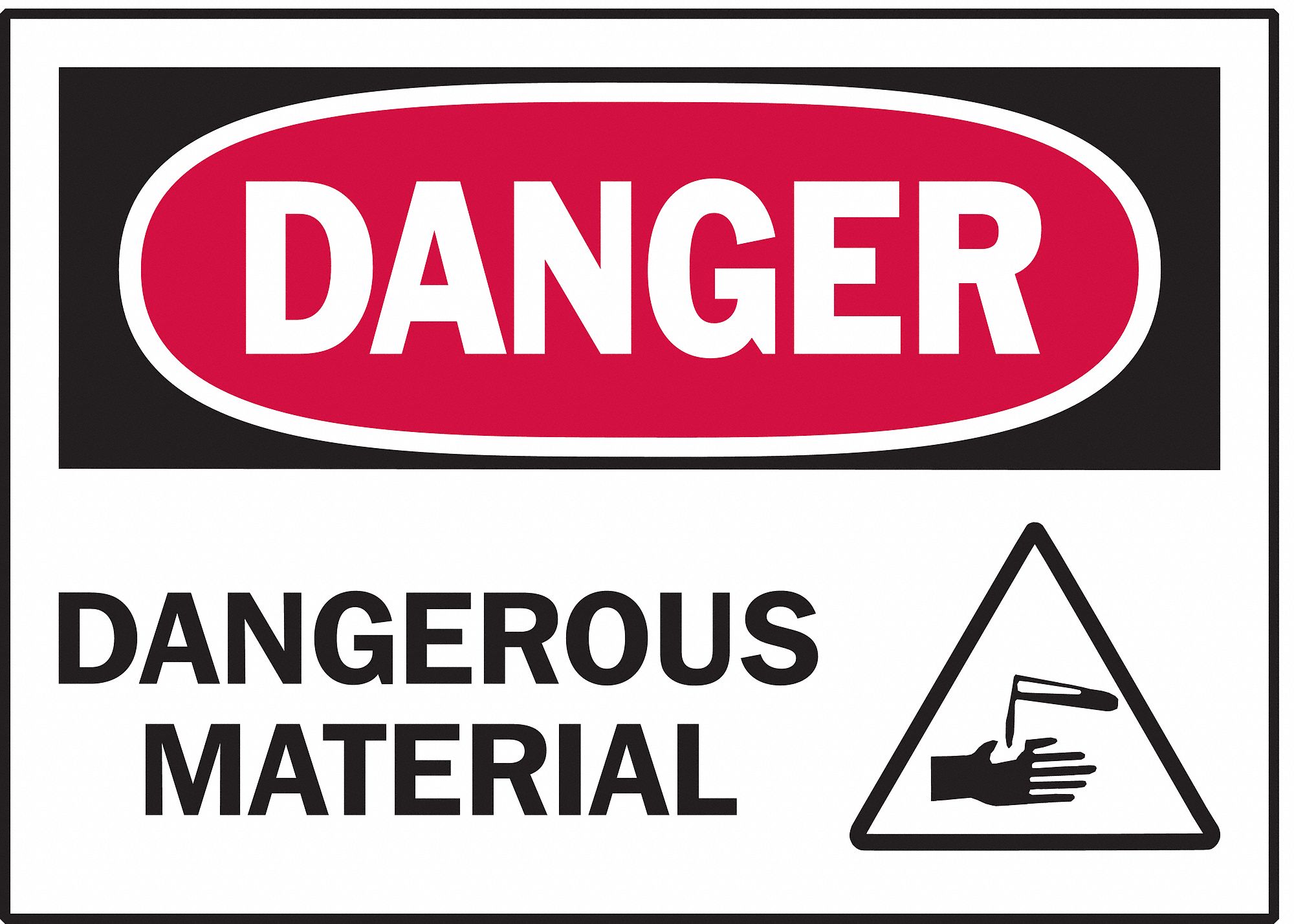 BRADY Warning Label, Dangerous Material, Sign Header Danger, Polyester