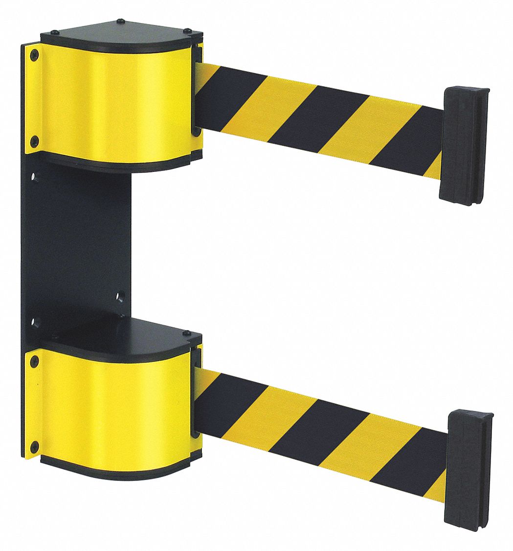 LAVI Dual Retractable Belt Barrier, Black and Yellow Diagonal Striped, None 407J36503015DL