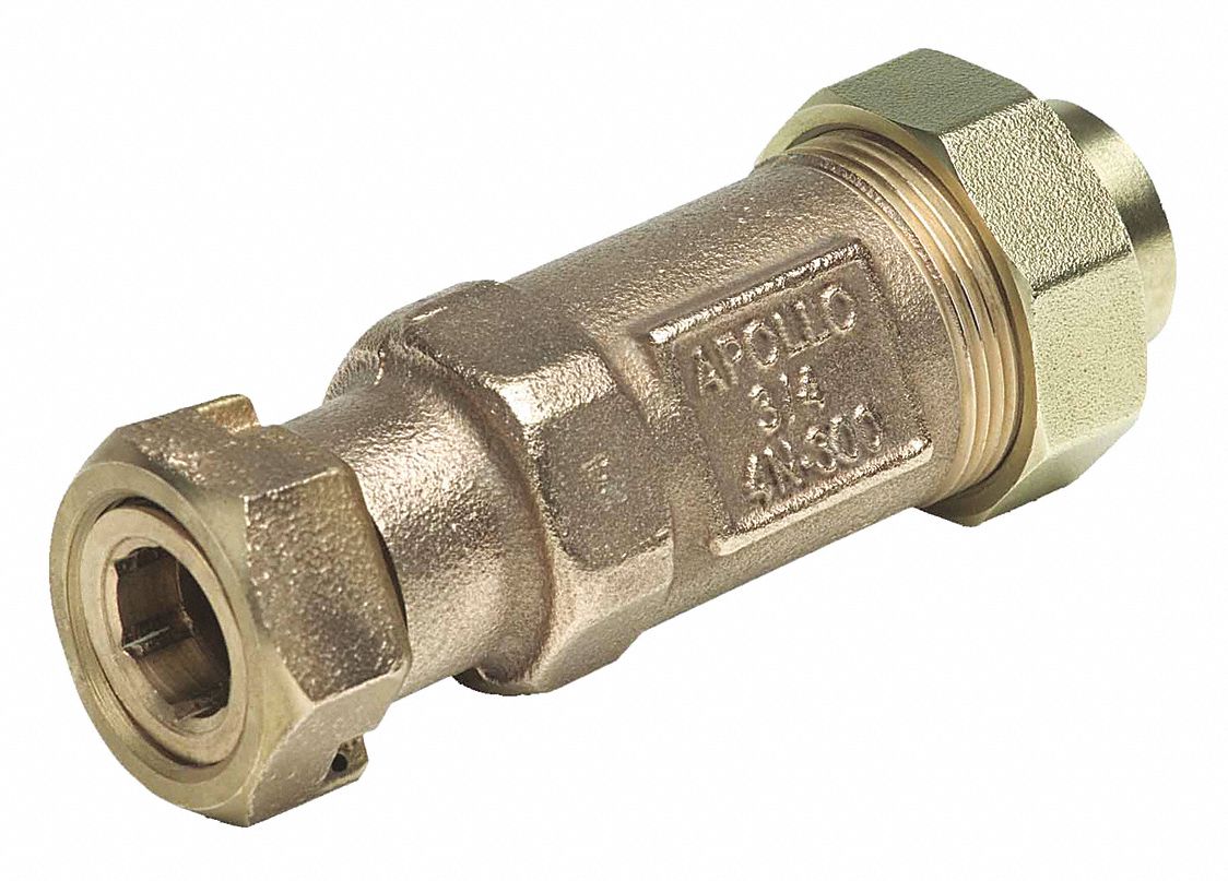 APOLLO Check Valve, 3/4 in, Dual, Inline, Bronze, FNPT x FNPT 40D861