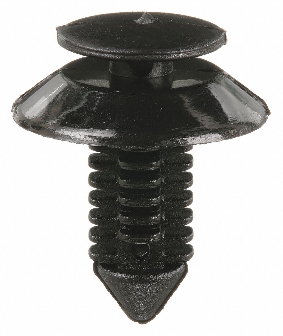 GRAINGER APPROVED Ribbed Push In Rivet, Nylon, 8mm Dia., 19mm L, 8mm