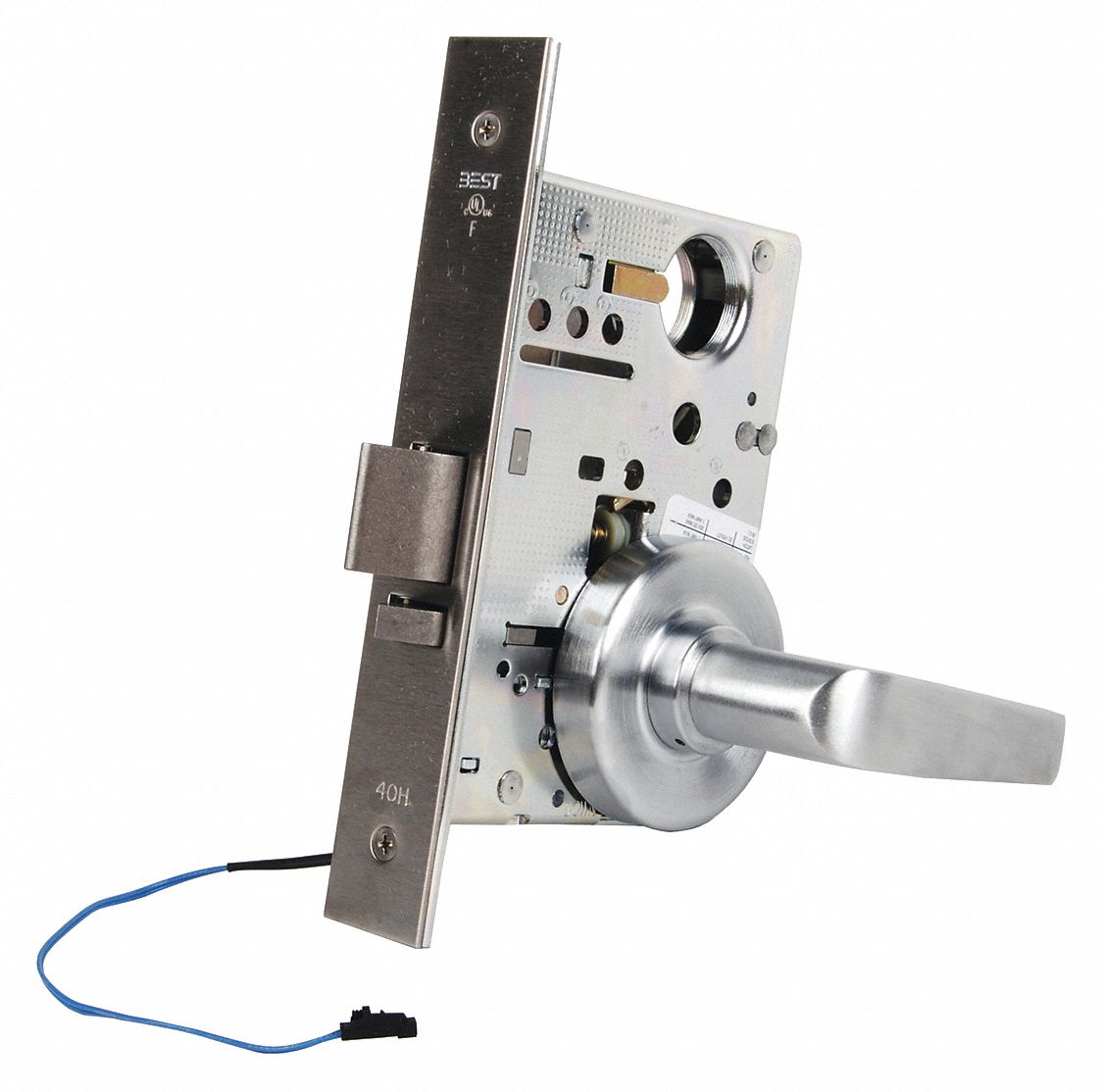 BEST Mortise Lockset, Electrical, Satin Chrome, 2 3/4 in Backset