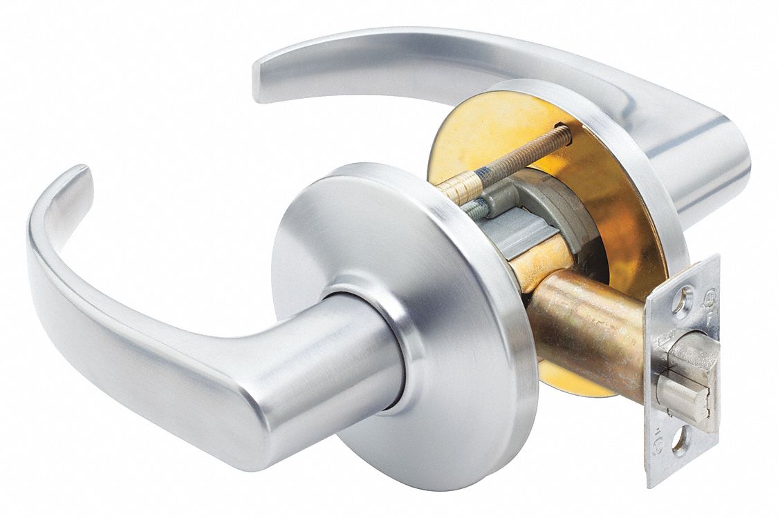 BEST Door Lever Lockset, Mechanical, Heavy Duty, Not Keyed, Satin