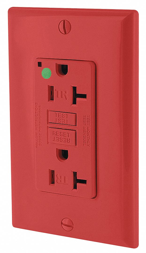 LEVITON 20A Hospital Grade GFCI Receptacle, Red; Tamper Resistant Yes 40LV06GFTR2HGR Grainger