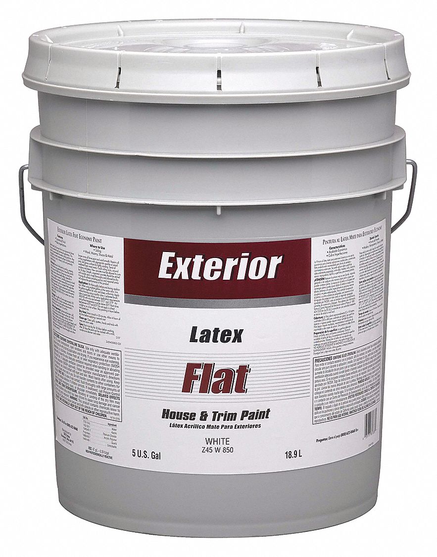 PRATT &amp; LAMBERT Flat Exterior Paint, Latex Base, White, 5