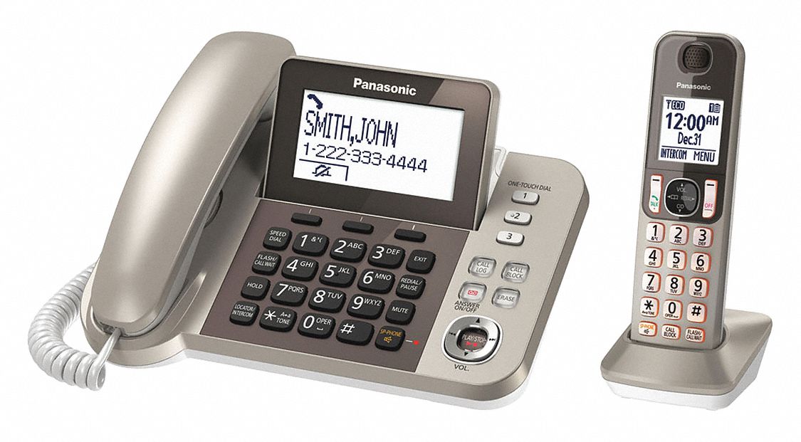 PANASONIC Cordless Telephone, Champagne Gold, Voicemail Yes 40TX37KX