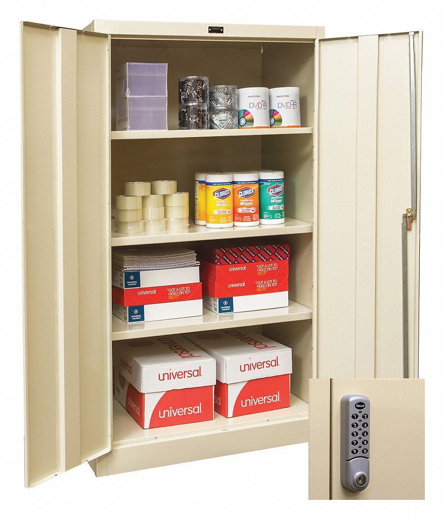 GRAINGER APPROVED Commercial Storage Tan, 72" H X 36" W X 24