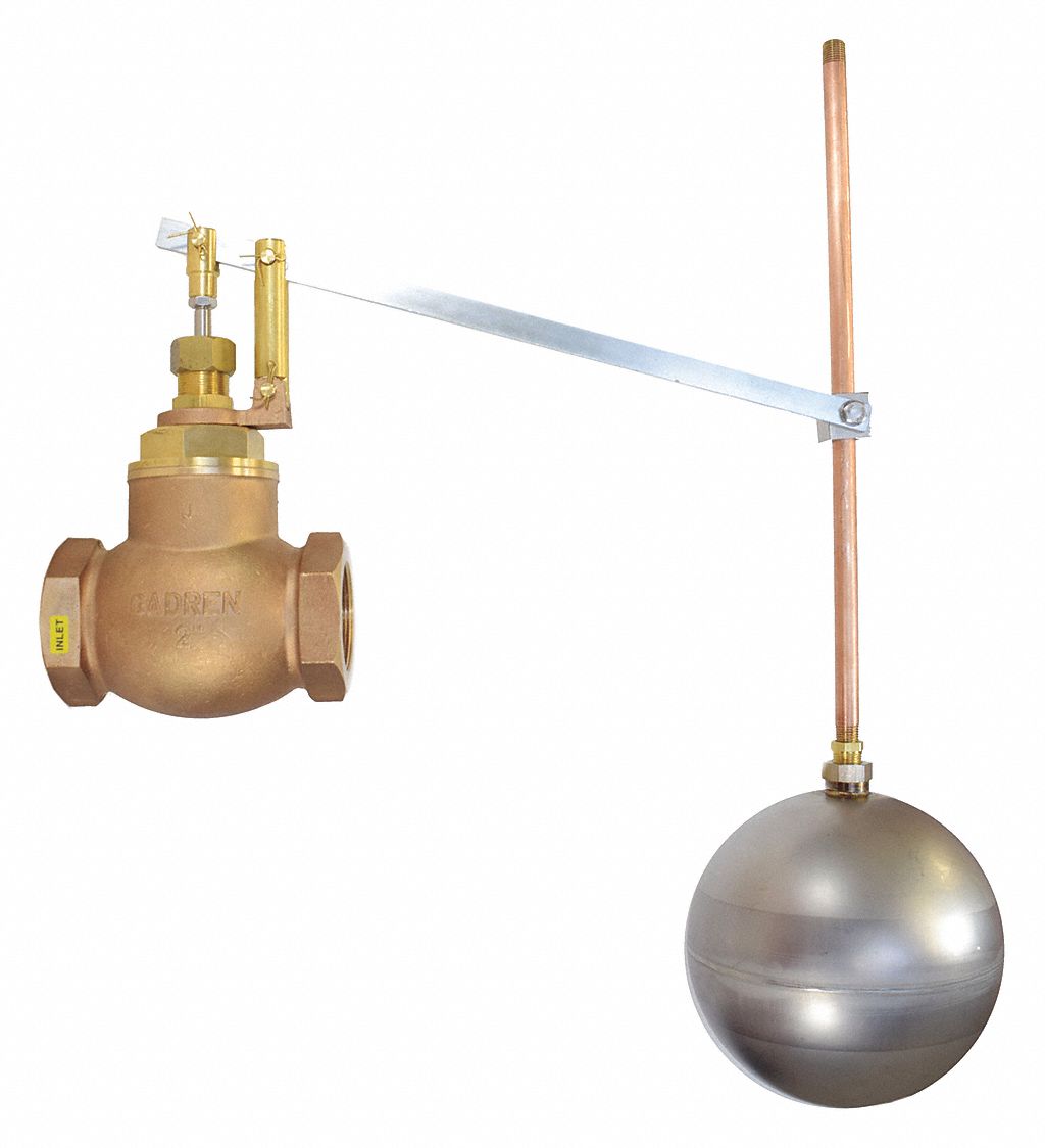 GRAINGER APPROVED PipeMount Float Valve, 1/4" NPT Rod Thread, Bronze