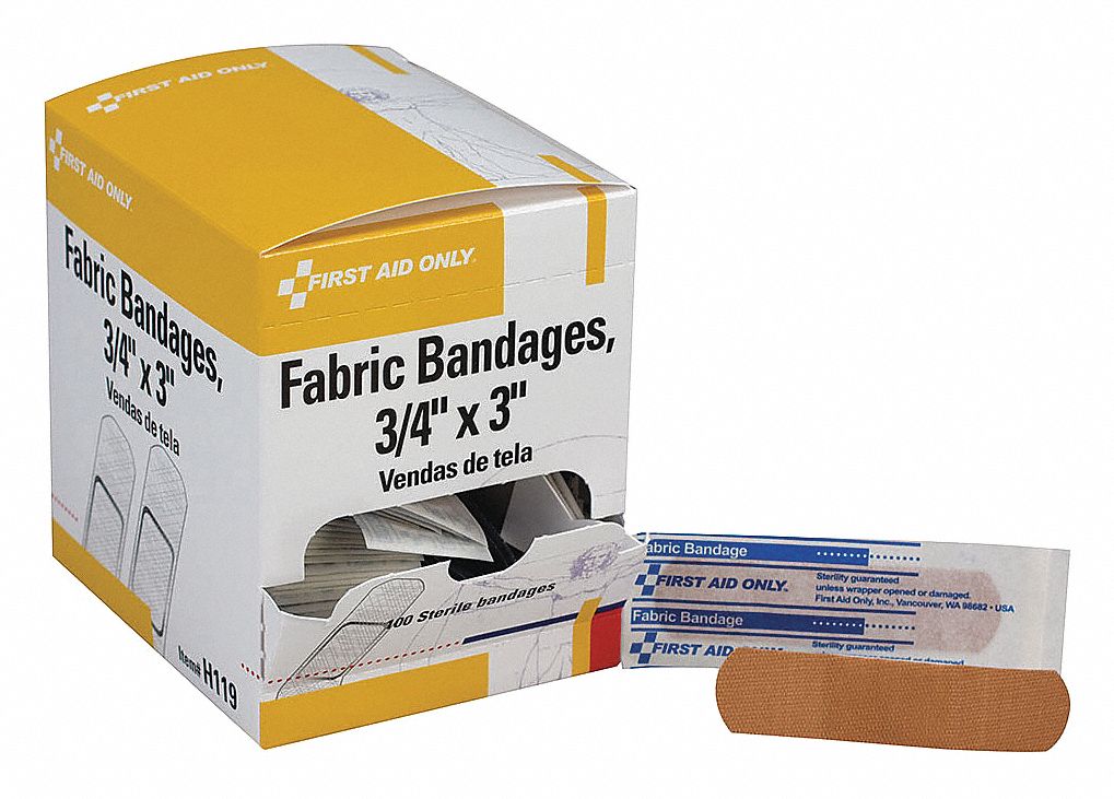 FIRST AID ONLY Fabric Strip Bandages, 3" x 3/4", Beige 41CP80H119GR