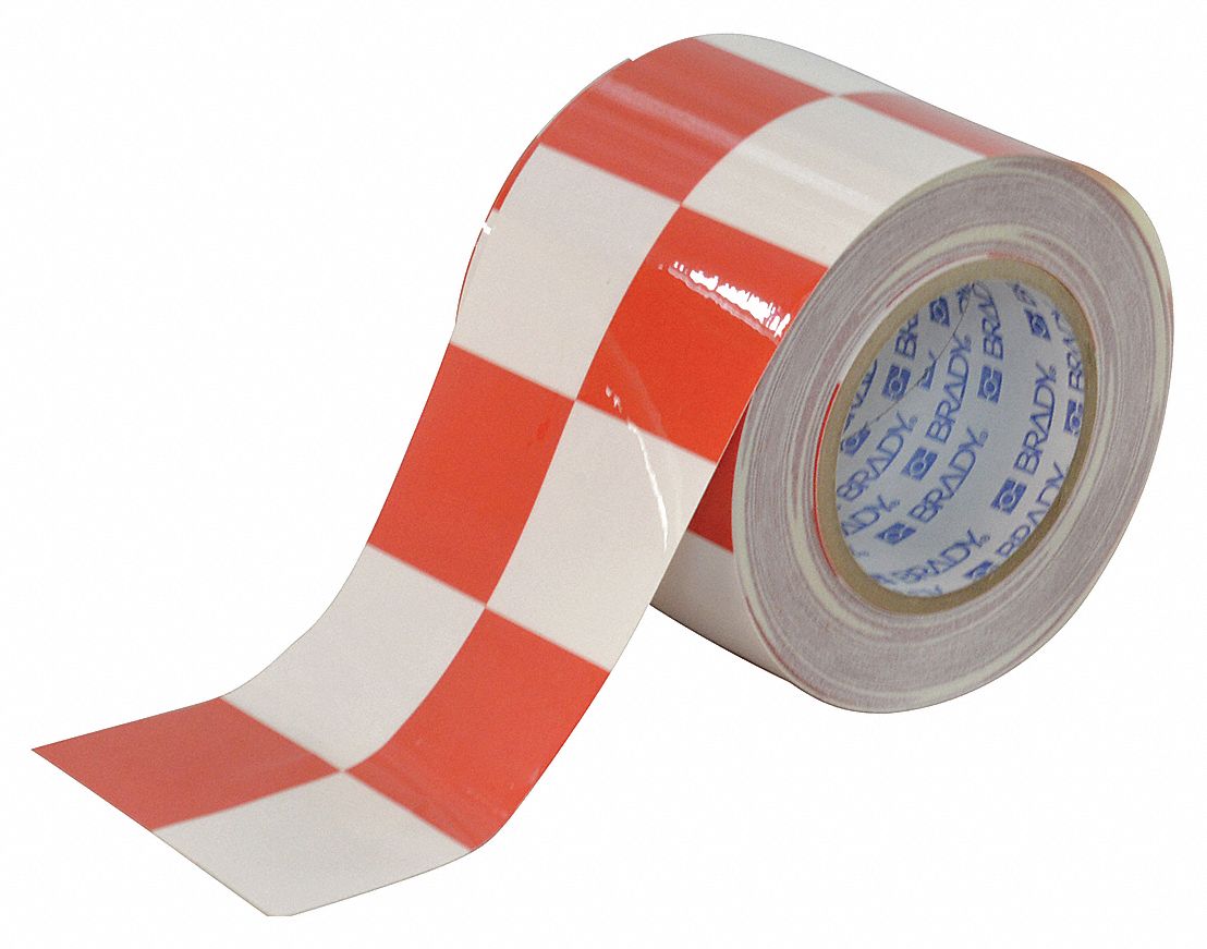 Aisle Marking Tape,4In W,100Ft L,Red/Wht
