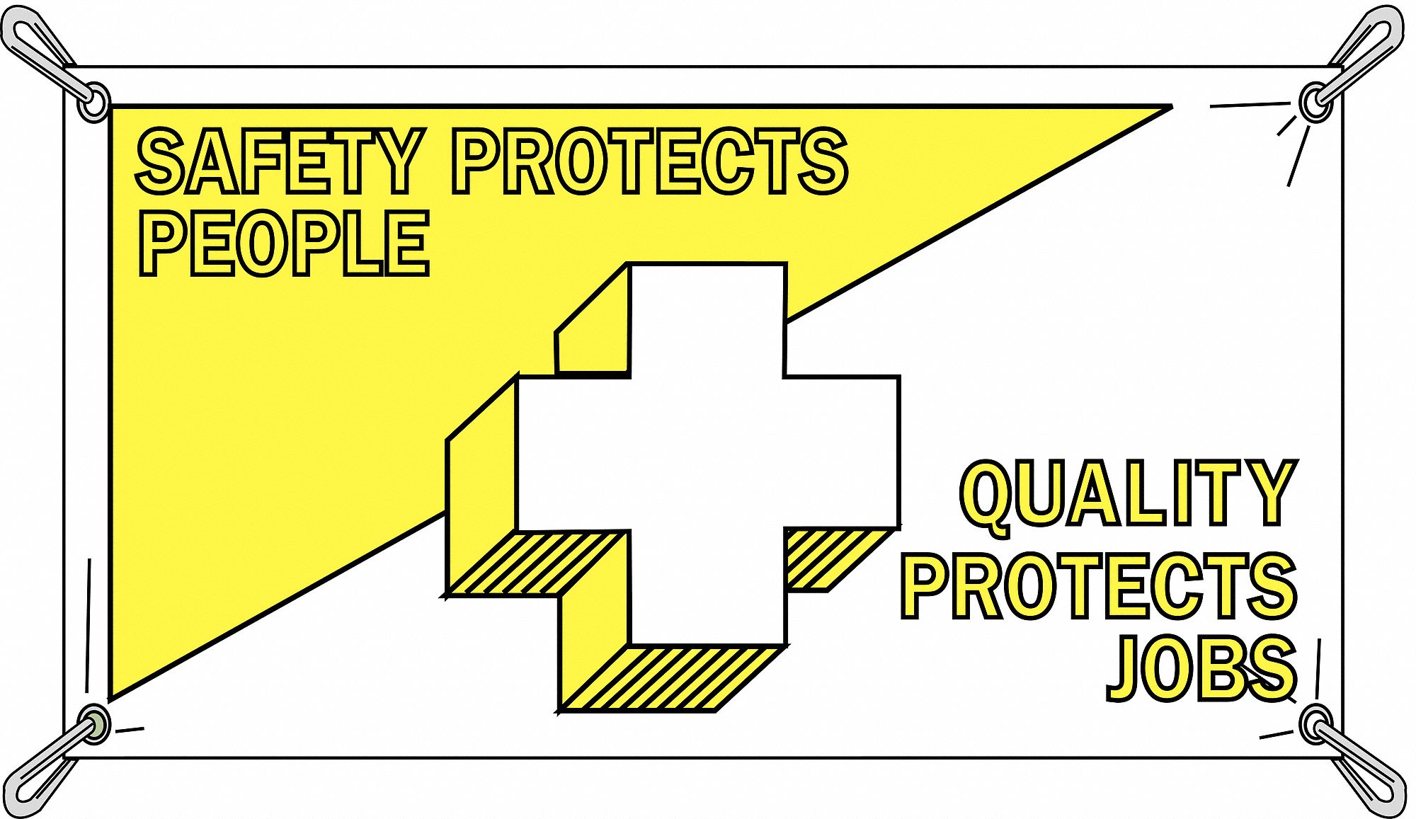 BRADY Safety Banner, Safety Banner Legend Safety Protects People