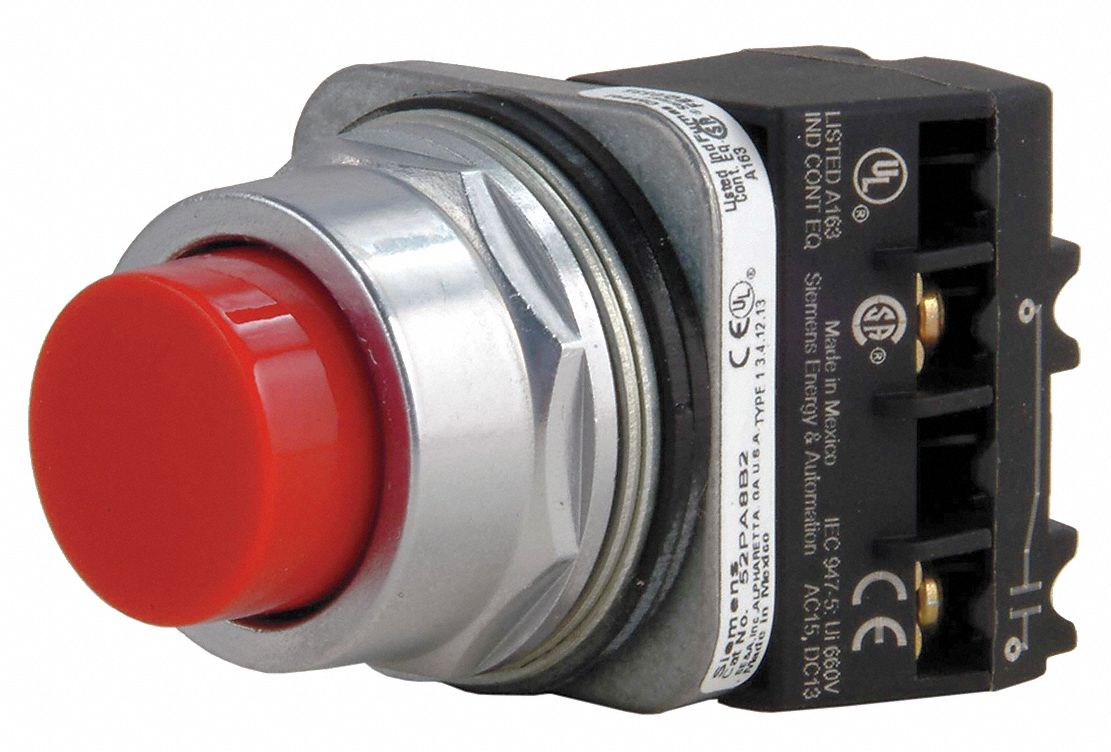 SIEMENS NonIlluminated Push Button, 30 mm, Momentary Push, Extended