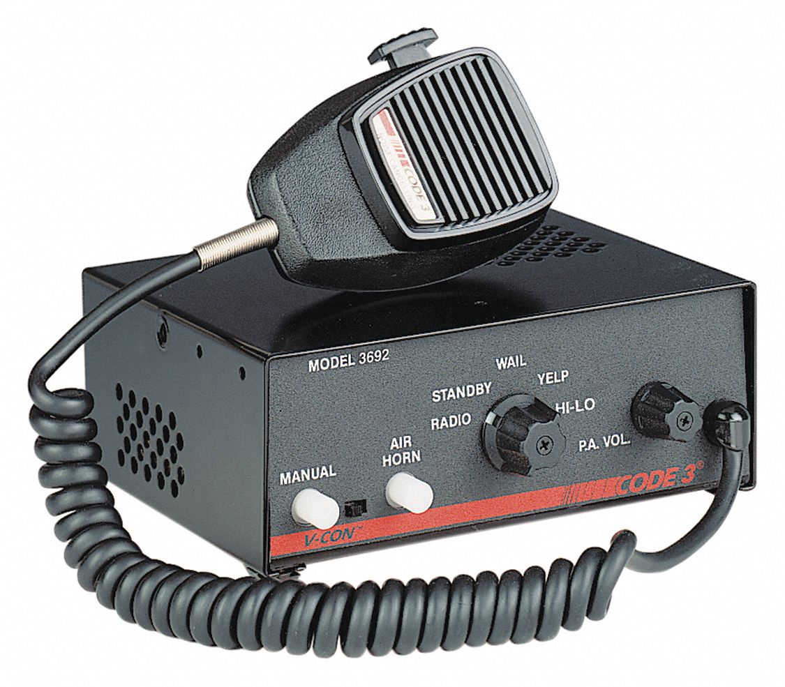 CODE 3 Electronic Siren, 200W, 6.5" D, 2.7" H 421G043692S Grainger