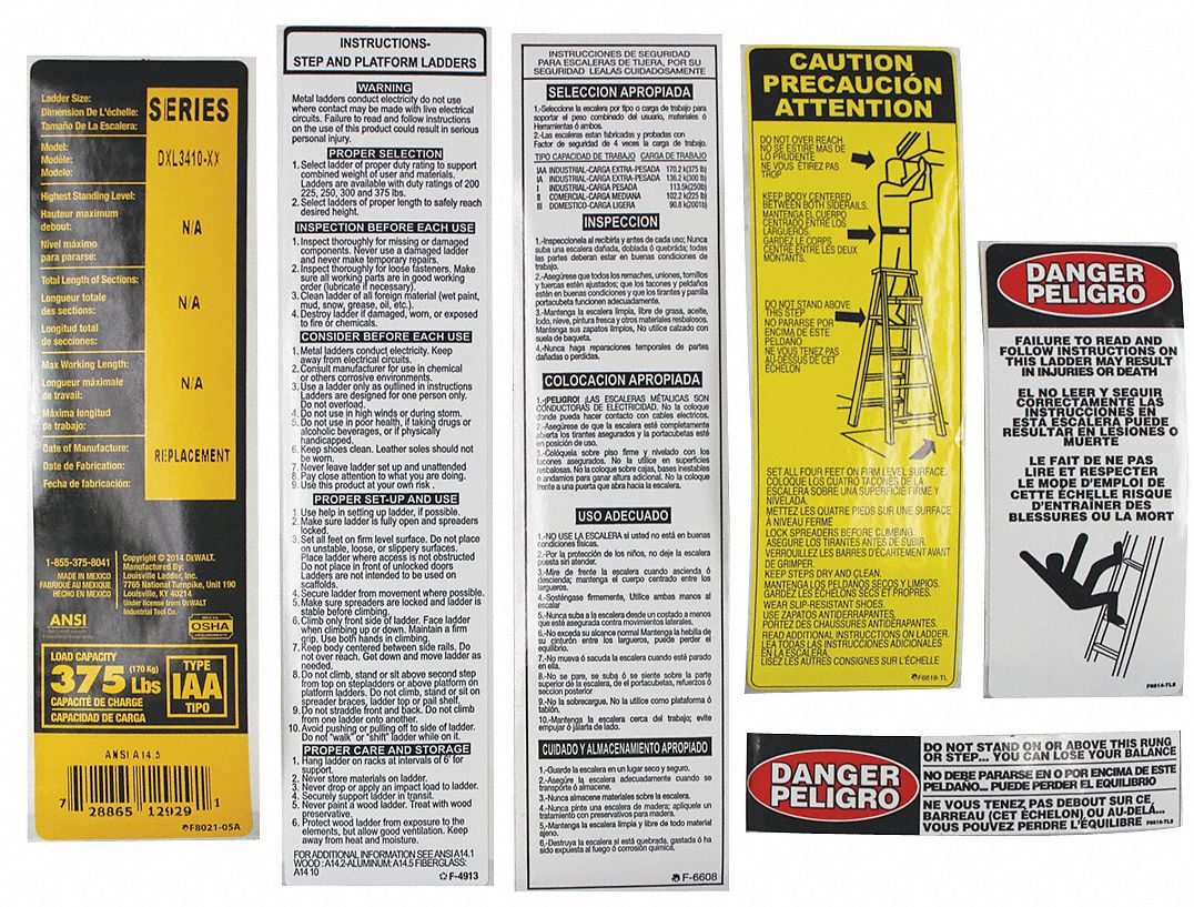 DEWALT Label Kit - 42DV96|PK-DXL3410-XX - Grainger