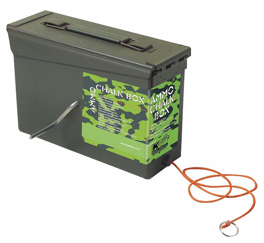 KRAFT TOOL Chalk Line Box, 150 ft, Poly Cord, Camo Grn 43Y607GG302