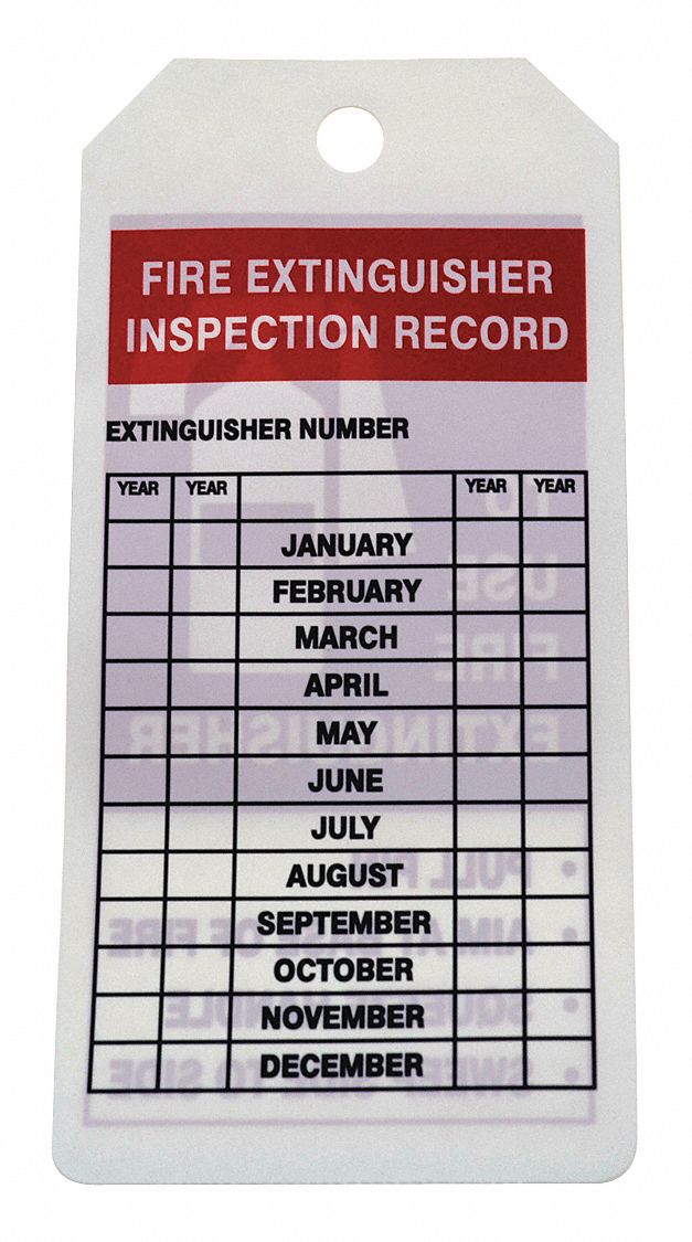 GRAINGER APPROVED Inspection Tag By The Roll, To Use Fire Extinguisher, 61/4" Height, 3" Width