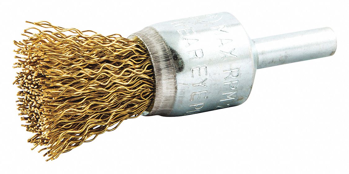 GRAINGER APPROVED 3/4" Crimped Wire End Brush, 1/4" Shank, 0.014" Wire