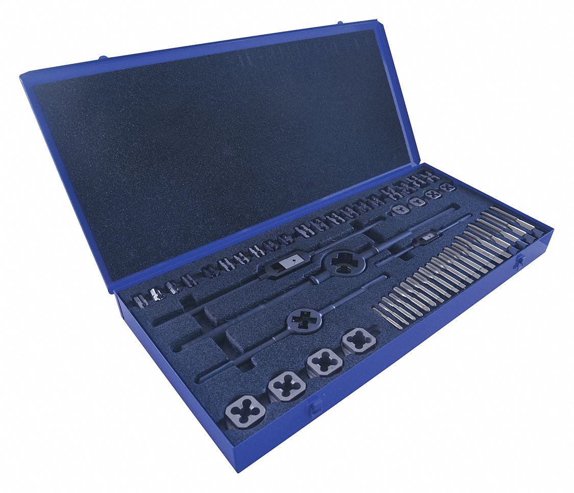 GREENFIELD THREADING 44 Tap and Die Set with 3/16" to 1" Size Range
