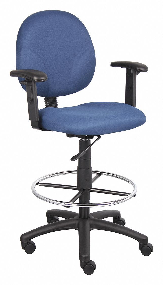 GRAINGER APPROVED Blue Fabric Drafting Chair 16 1/2" Back Height, Arm