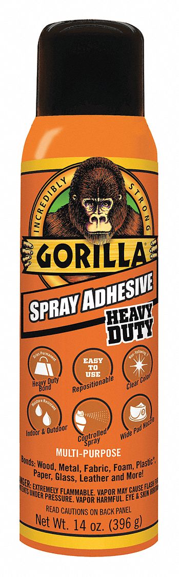 GORILLA Spray Adhesive, Aerosol Can, 14.0 oz Container Size - Adhesives - 453U46|6301502 - Grainger