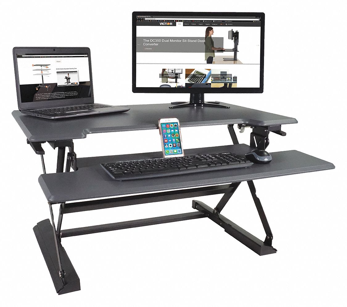 VICTOR Adj. Standing Desk Workstation, 36" W 454X92DCX760 Grainger