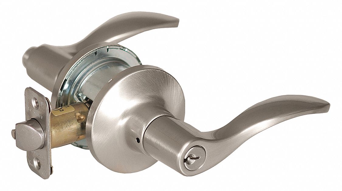 STANLEY Door Lever Lockset, Mechanical, Standard Duty, Different, Satin