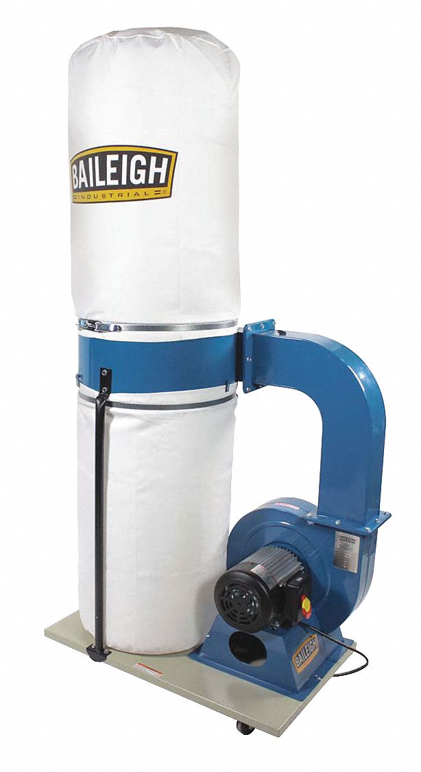 BAILEIGH INDUSTRIAL Dust Collector, 1650 cfm, 2 HP, 220V, 10A 45AW37