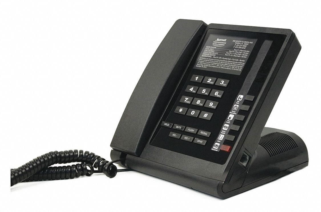 BITTEL Analog Hospitality Telephone, Black, Voicemail Yes 45CU04