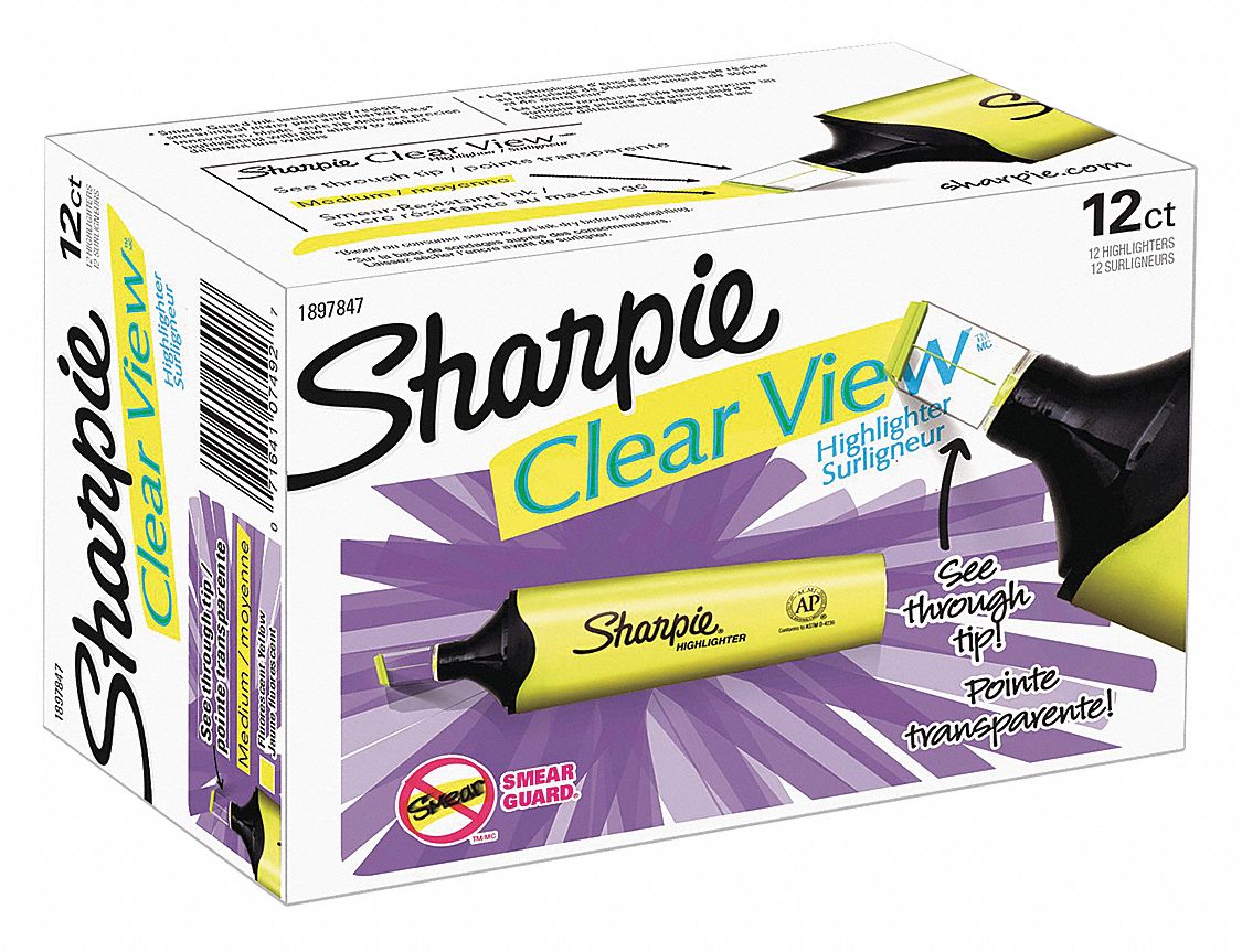 Sharpie Wide Highlighter With Chisel Tip Yellow 12 Pk 45fe19