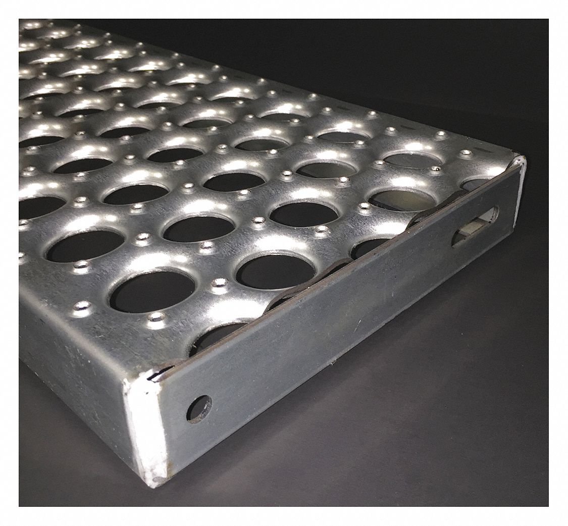 DIRECT METALS Steel Open Grip Anti-Slip Stair Tread, 2 inH x 36 inL x 9