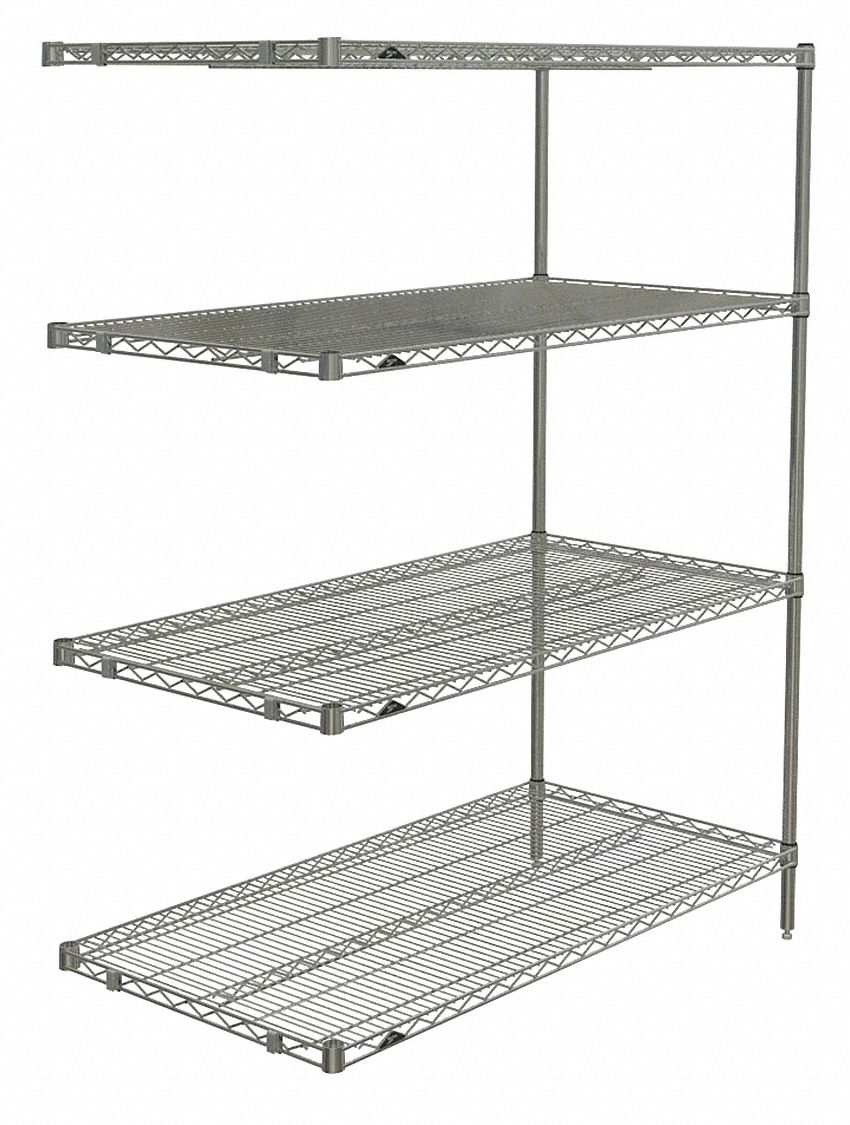 METRO AddOn Wire Shelving Unit, 48 inW x 24 inD x 54 inH, 4 Shelves
