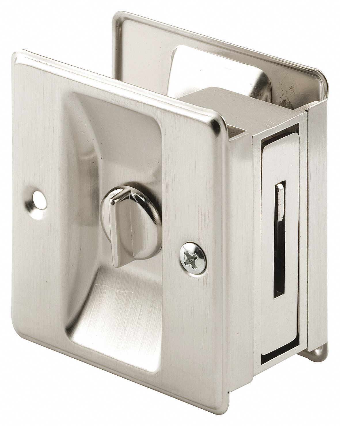 PRIMELINE Pocket Door Lock/Pull, Sliding Door, Nylon, Satin Nickel, 3 3