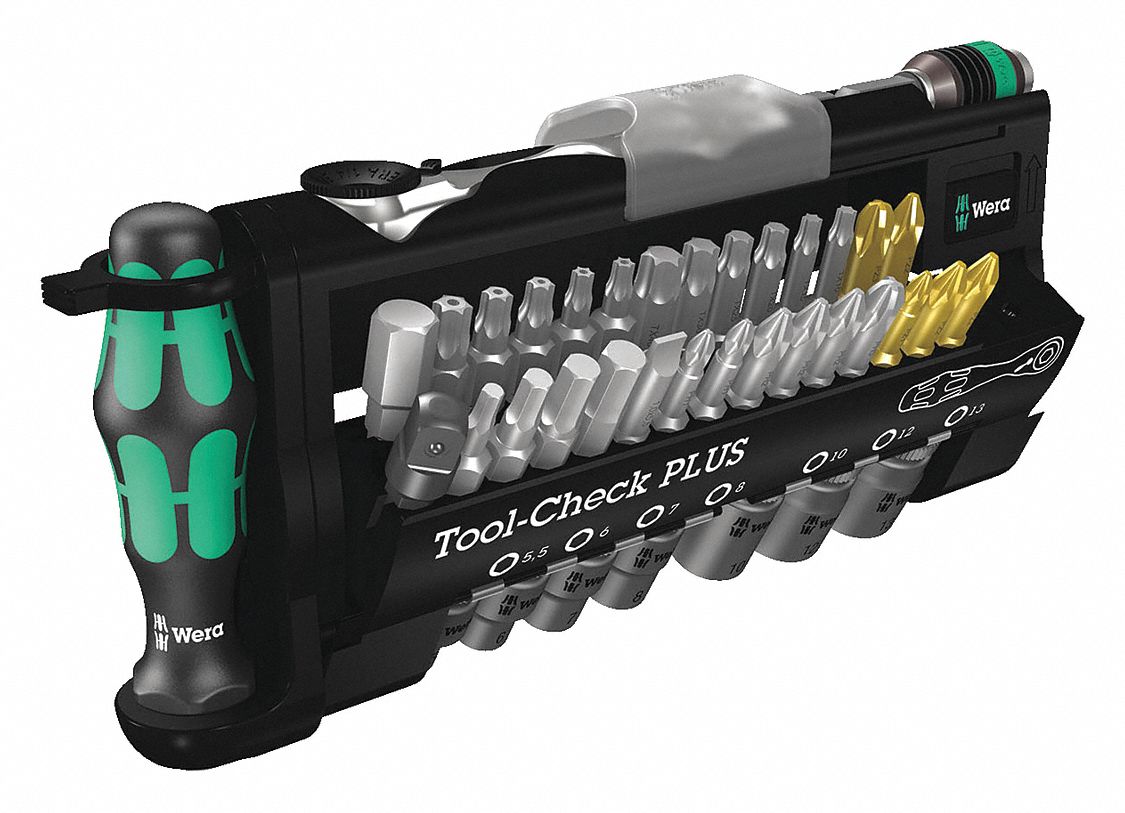 WERA 39Piece Ratchet Bit Set, 1/4 in Hex Shank Size 45YN33