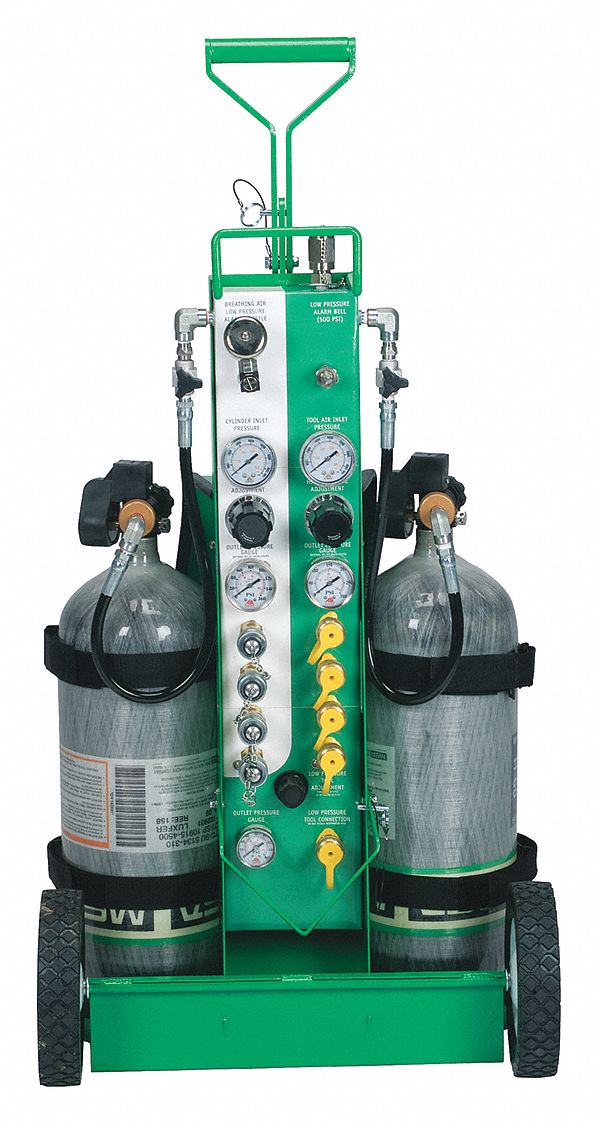 MSA Air Cylinder Cart, For Cylinder Type 4500 psi High Pressure Cylinders, 2 Cylinder Capacity