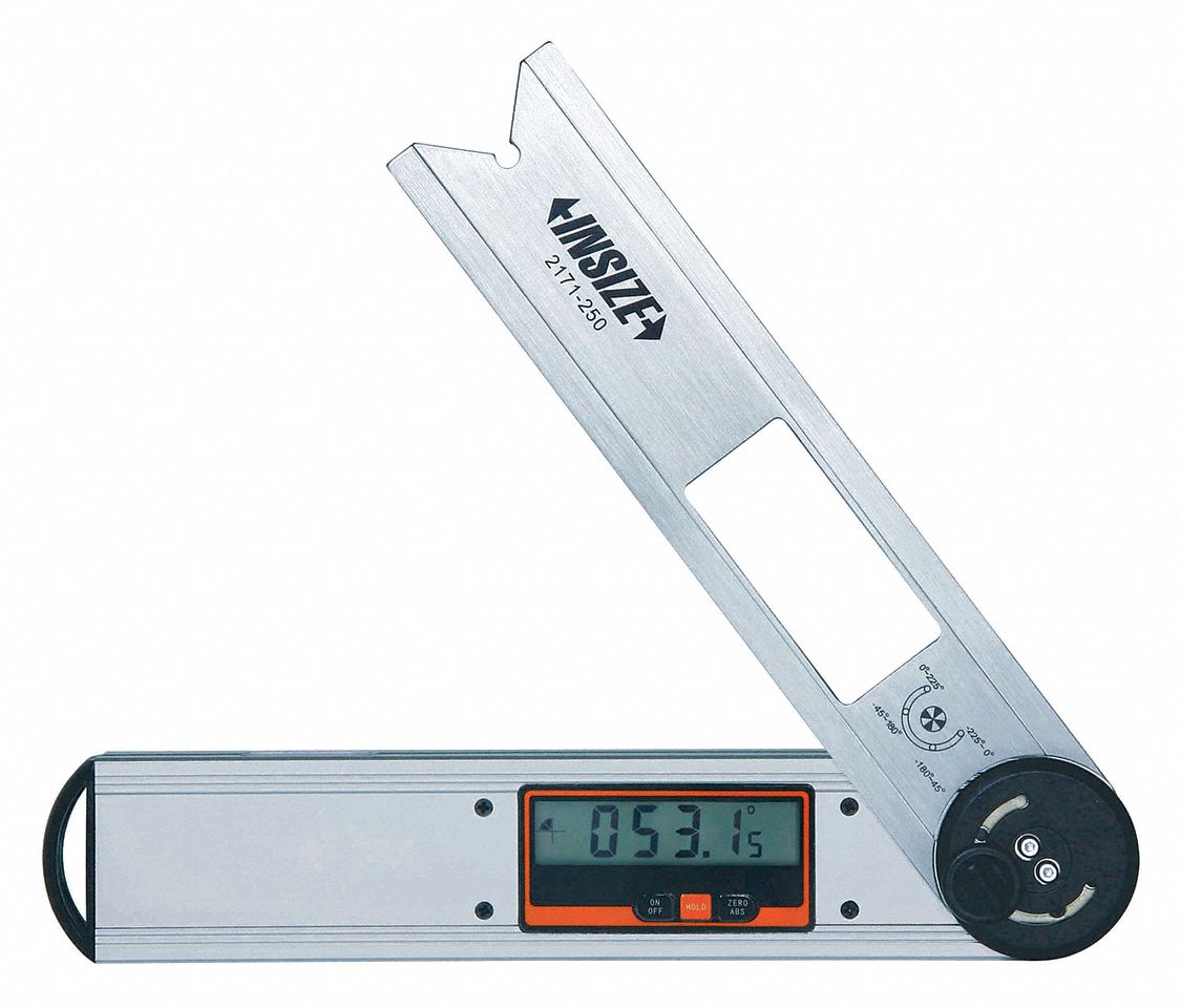 INSIZE Electronic Digital Protractor, Non Graduated, 0° to 360°, 10