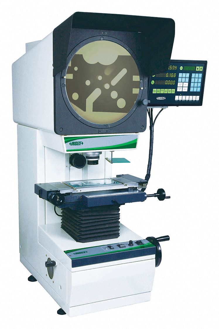 INSIZE Vertical Optical Comparator, 12 in Screen, 10x Mag., X Axis=6 in