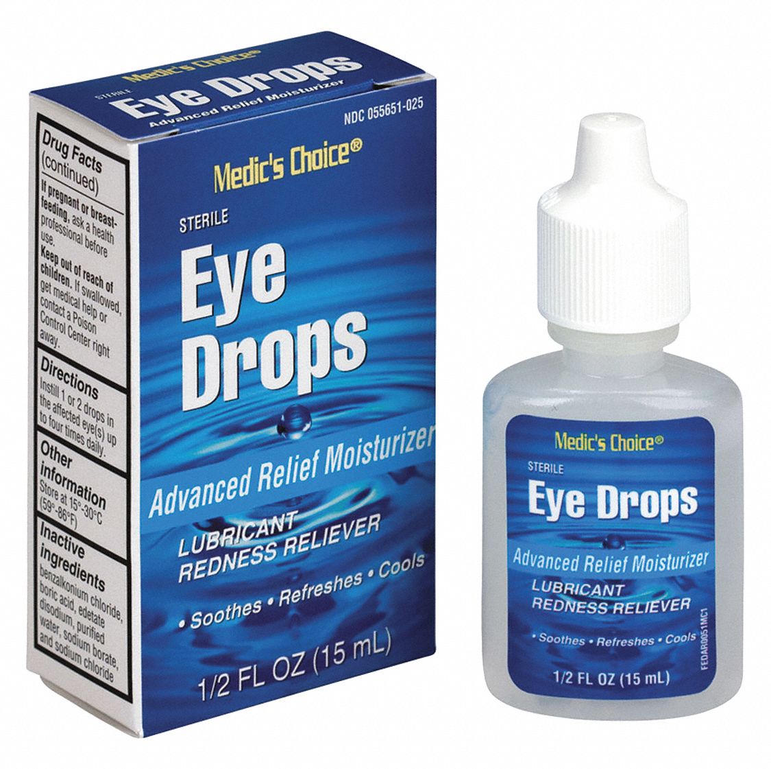 GRAINGER APPROVED Eye Drops, Liquid Solution, Box, Single Use