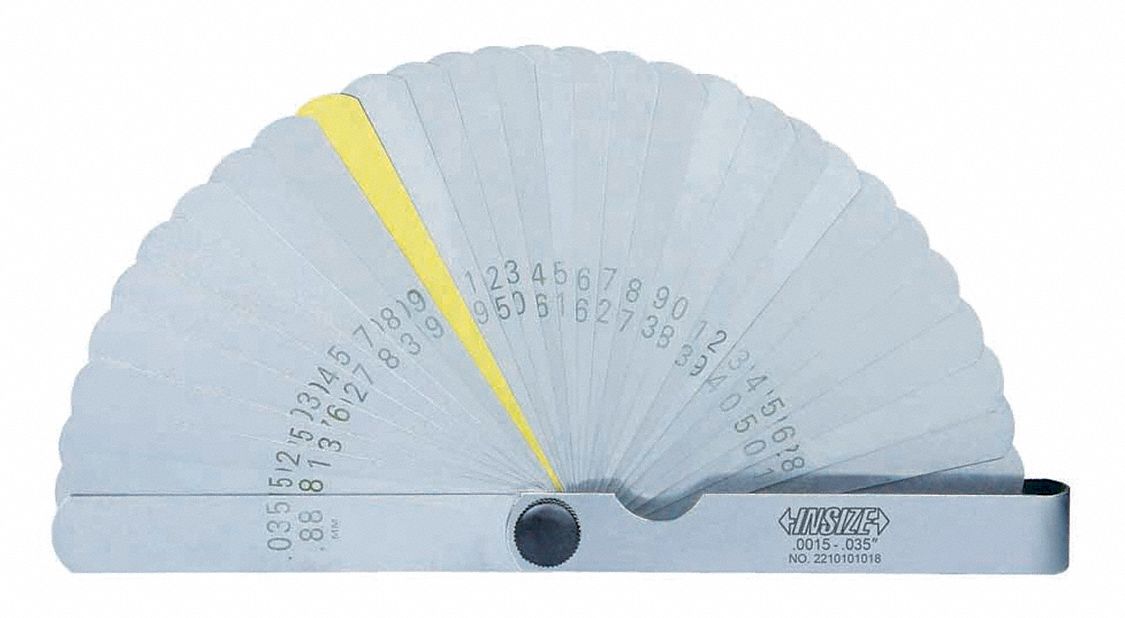 INSIZE Feeler Gauge Set, Thickness Range 0.0015 in to 0.035 in, Number