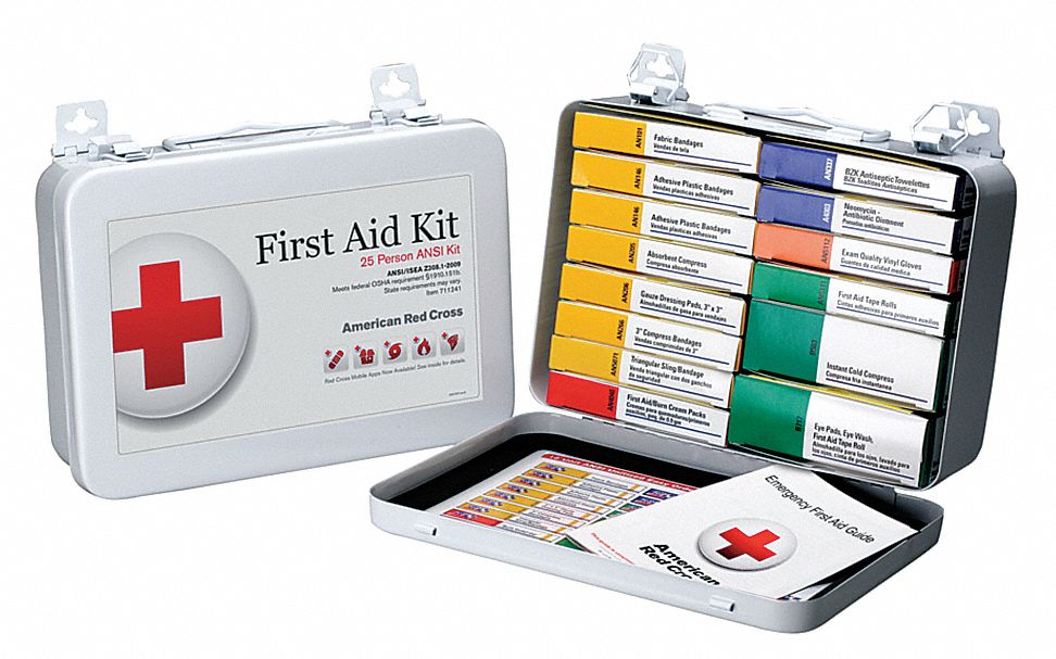 American Red Cross First Aid Kit Kit Metal Industrial 25 People